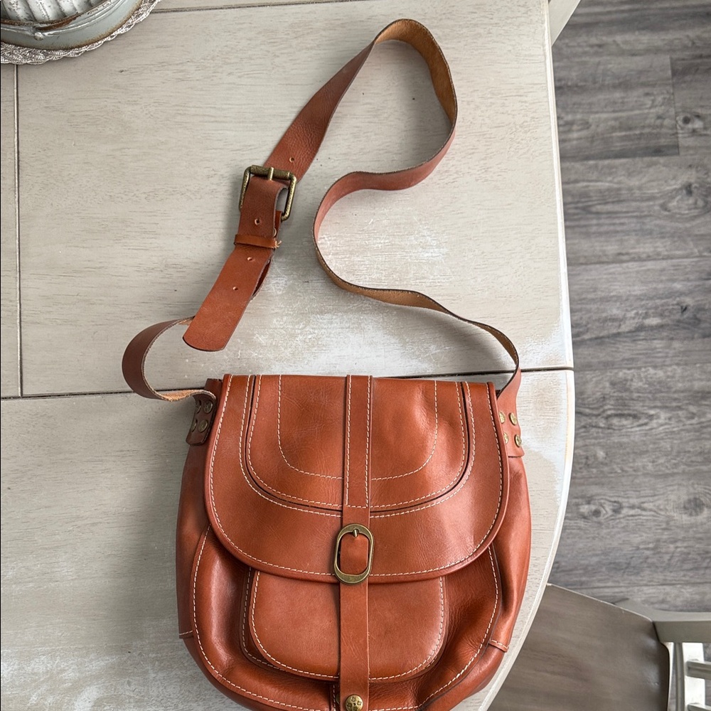 Patricia Nash Burnt Orange Leather Crossbody Bag